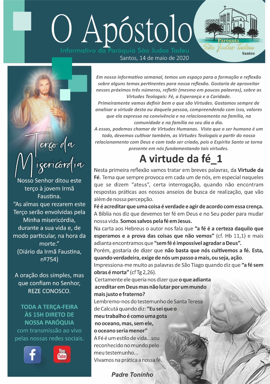 INFORMATIVO 15 MAIO PAROQUIA SAO JUDAS SANTOS