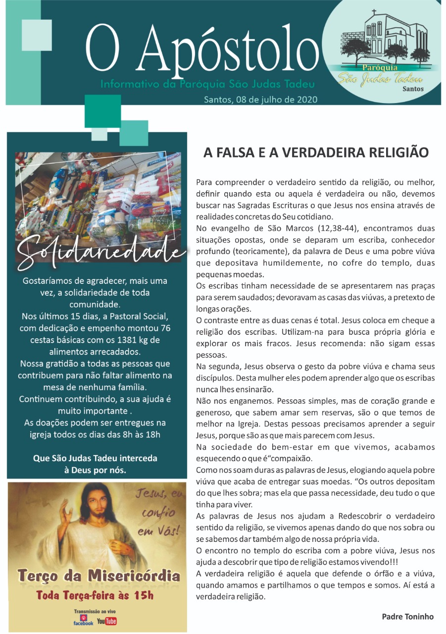 O APOSTOLO SANTOS 09 JULHO 2020