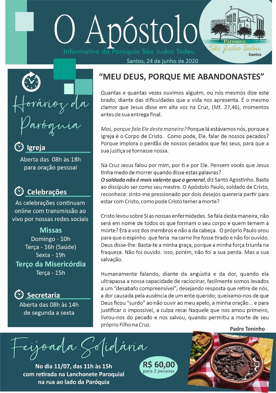 O APOSTOLO SANTOS 24 JUNHO 2020