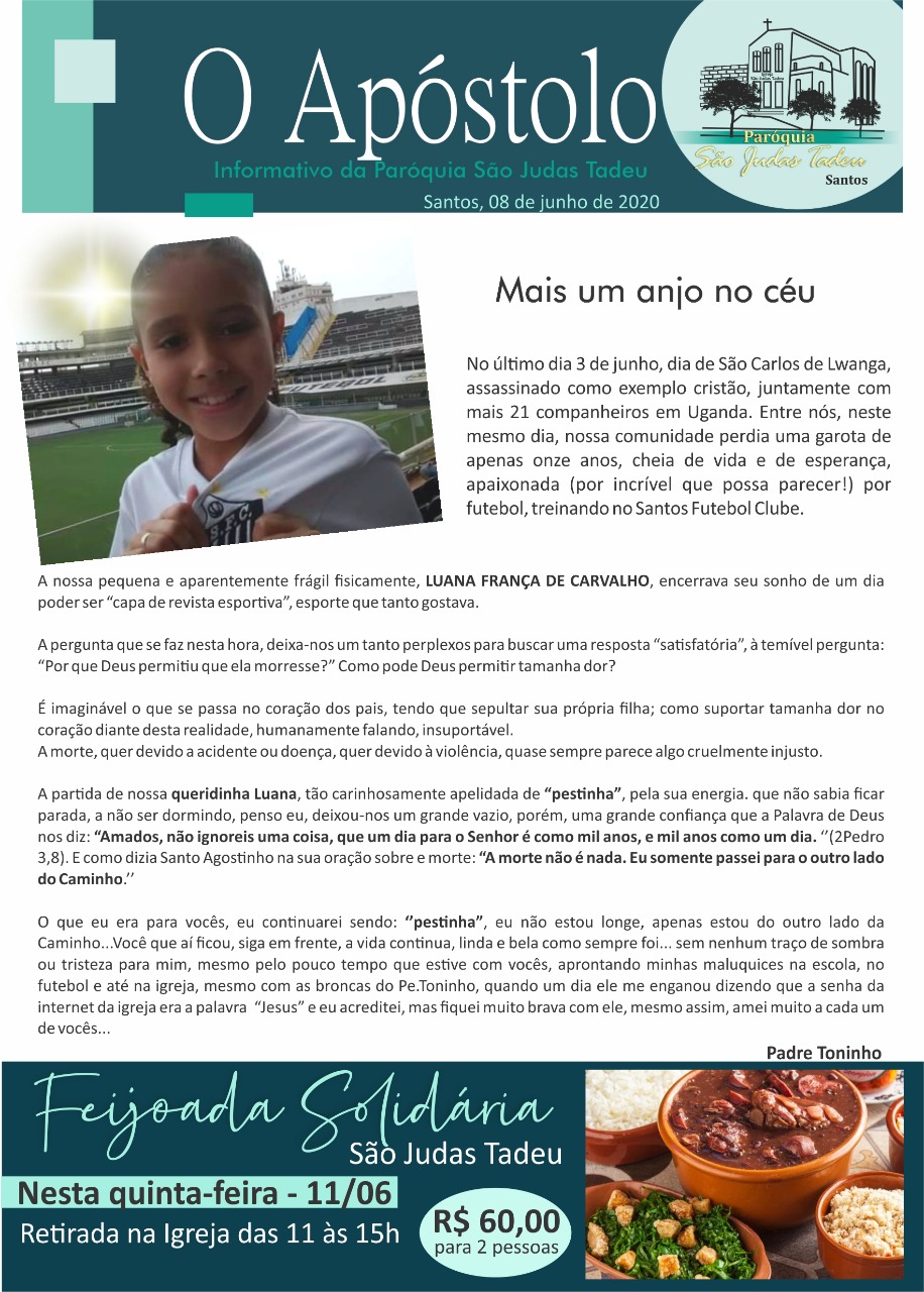 O APOSTOLO SAO JUDAS SANTOS 08 JUNHO 2020