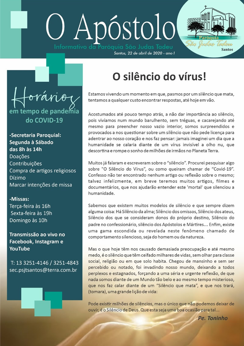 O Apostolo Paroquia Sao Judas 22 abril 2020